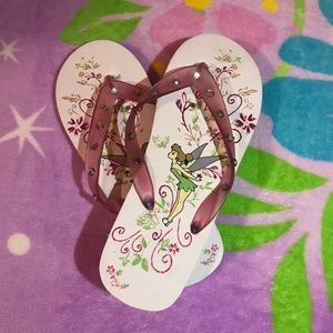 Y2K White n pink Tinker Bell Platform flip flop sandals